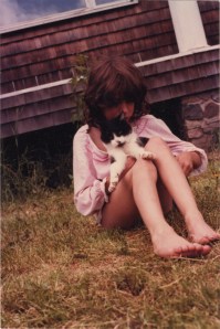 Hanging out with my cat Cinders, probably around 1978.