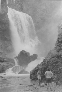 Patty and Rachele at a Waterfall in Glacier 1994