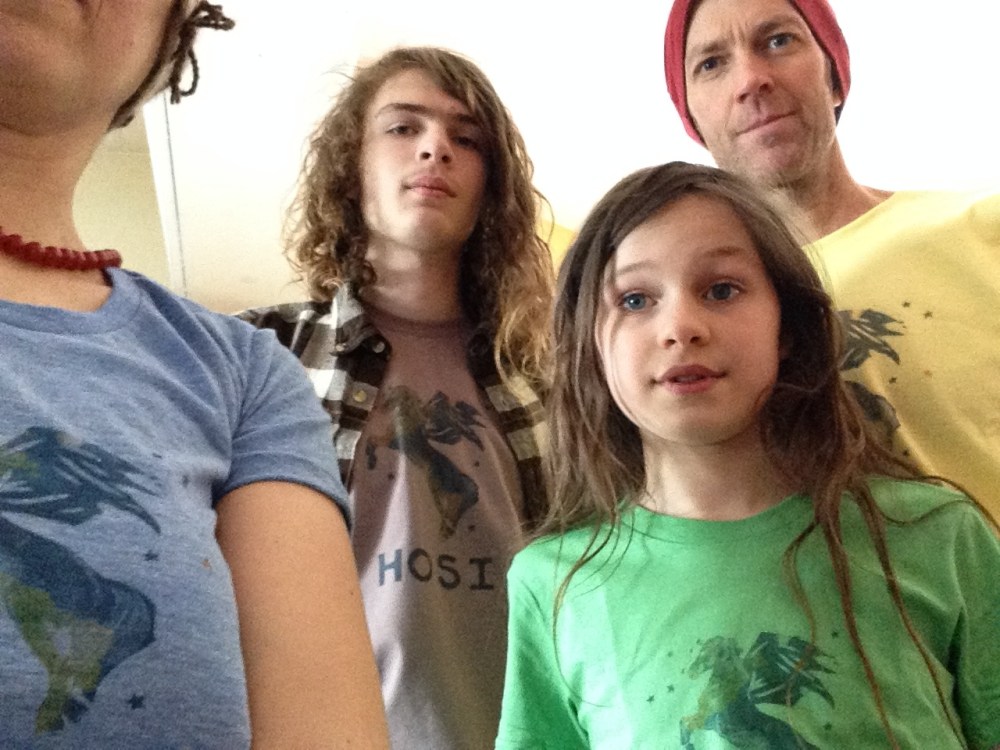 wearing our Hosi shirts designed by Betsy