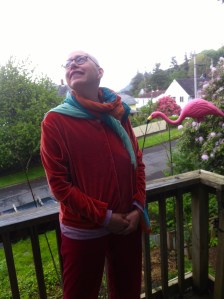 Photo shoot with flamingo