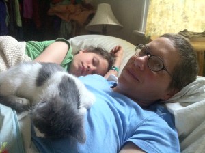 Martin and Mr. Sparky came in early one morning, and promptly fell back asleep, encouraging me to languish in bed longer.