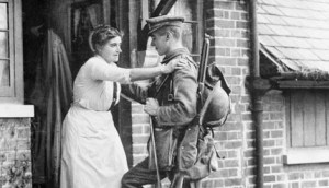 Mother saying goodby to her son World War I